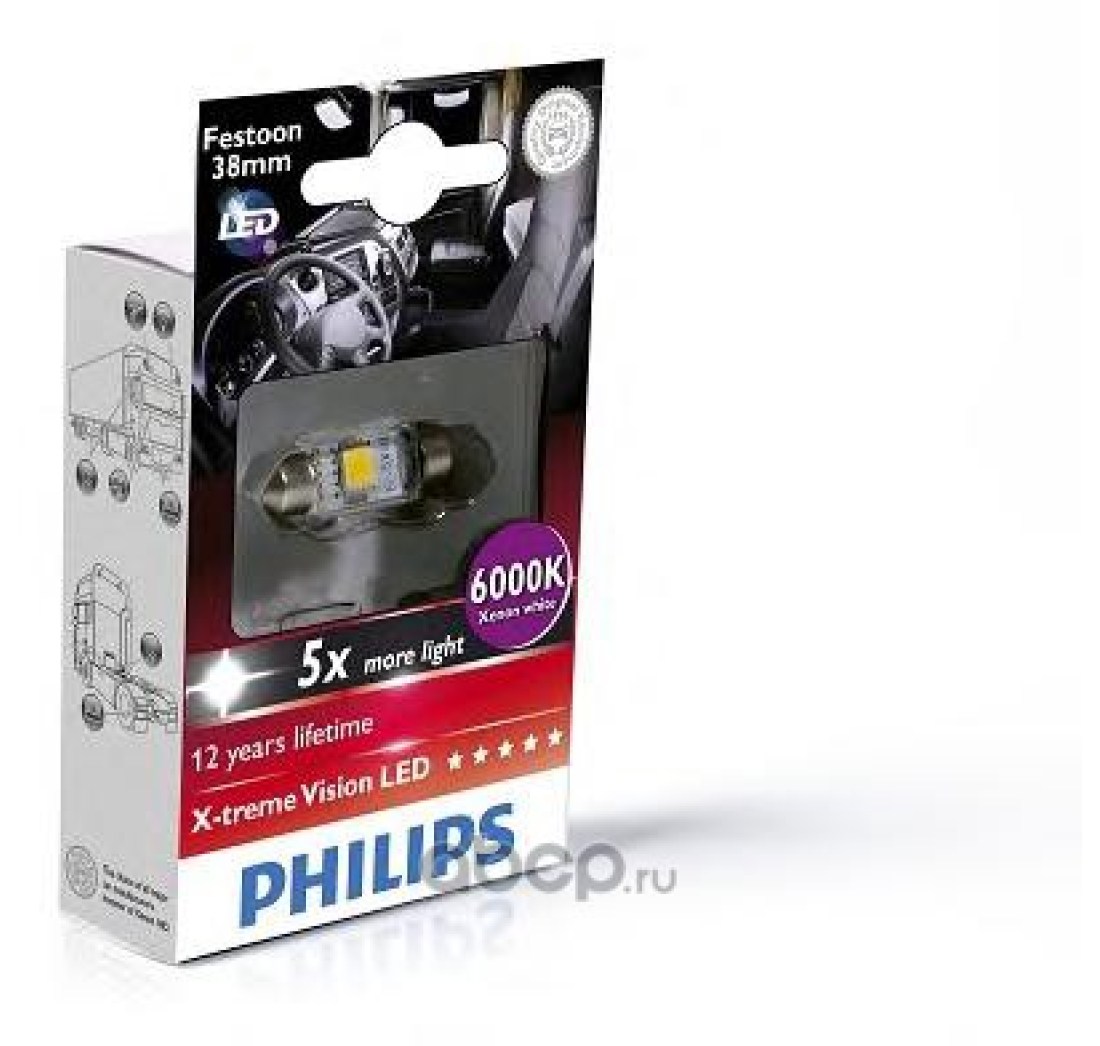 PHILIPS AUTO ŽARULJA KABINA LED 38mm 6000K 1W/24V X-Treme Vision