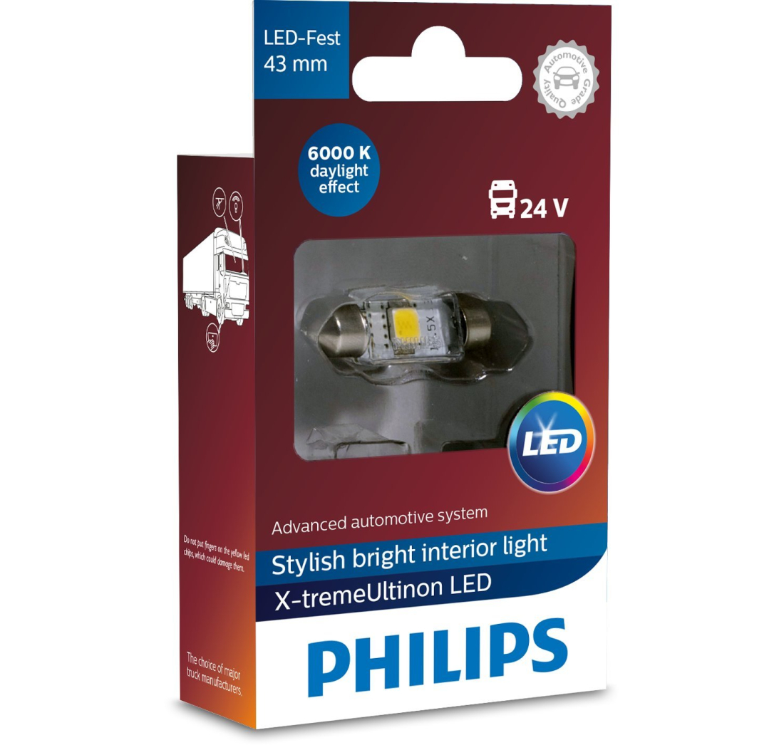 PHILIPS AUTO ŽARULJA KABINA LED 43mm 6000K 1W/24V X-Treme Vision