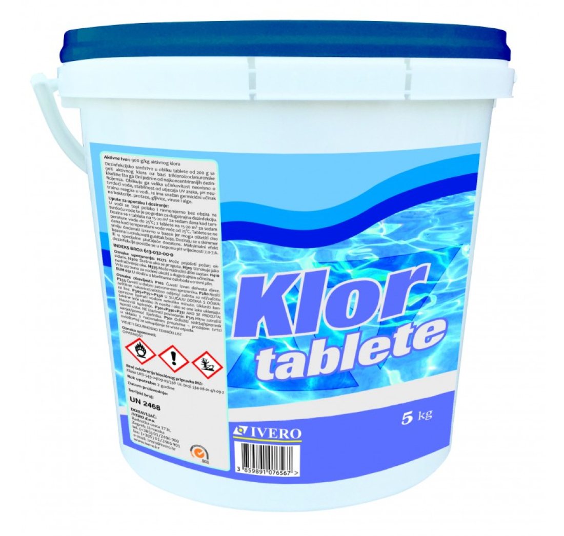 KLOR TABLETE ZA BAZENE ,5 KG (TABLETE) IVERO
