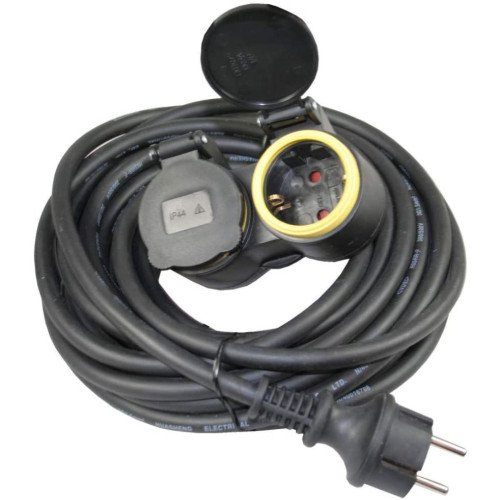 PRODUŽNI STRUJNI KABEL 10m S DVOSTRUKOM UTIČNICOM 230V BENSON CRNI