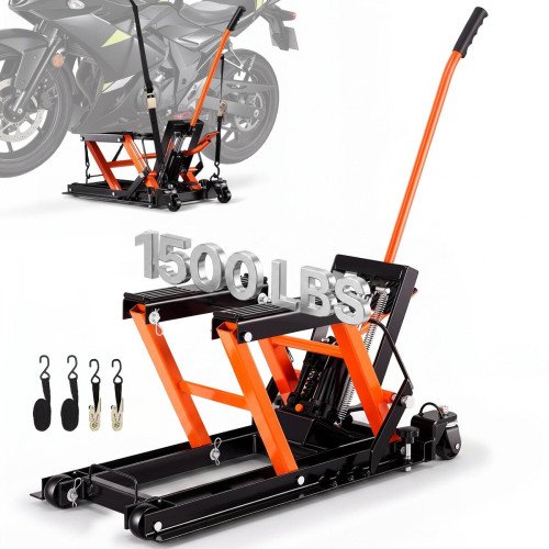 Hidraulički stalak za motocikl, nosivost 680 kg, s nožnom pumpom Hidraulički stalak za motocikl, nosivost 680 kg, s nožnom pumpom