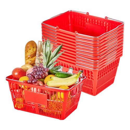 Metalne košarice za trgovinu, 12 dijelova, 21 L, nosivost 9 kg