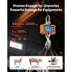 Digitalna vaga za dizalicu s daljinskim upravljačem, do 2000 kg, korak 500 g, kg/lb/N