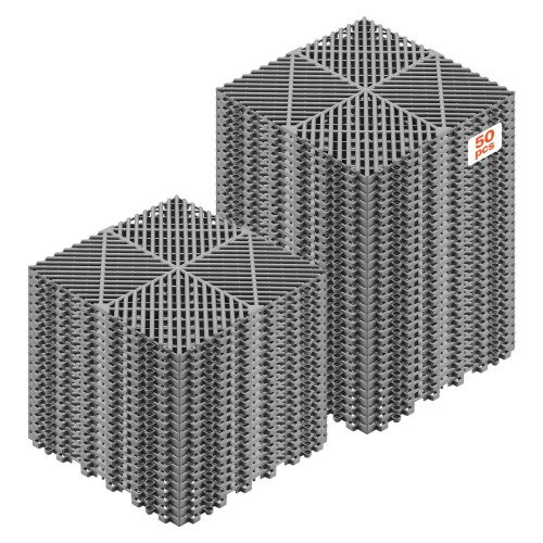 Drenažne podne pločice, 50 komada, 0,3 × 0,3 m, ukupno 4,8 m², masa 12,4 kg