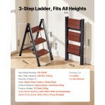 Aluminijska stepenica-stolac s 3 stube, nosivost 150 kg, pakiranje 94 × 8 × 49 cm