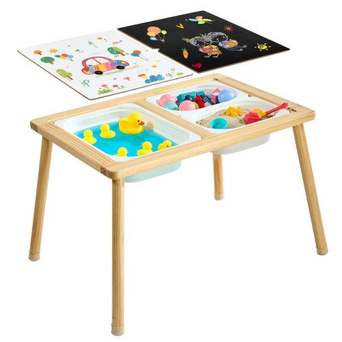 Dječji drveni stol za igru s pijeskom i vodom, 82,0 × 60,5 × 50,5 cm Dječji drveni stol za igru s pijeskom i vodom, 82,0 × 60,5 × 50,5 cm